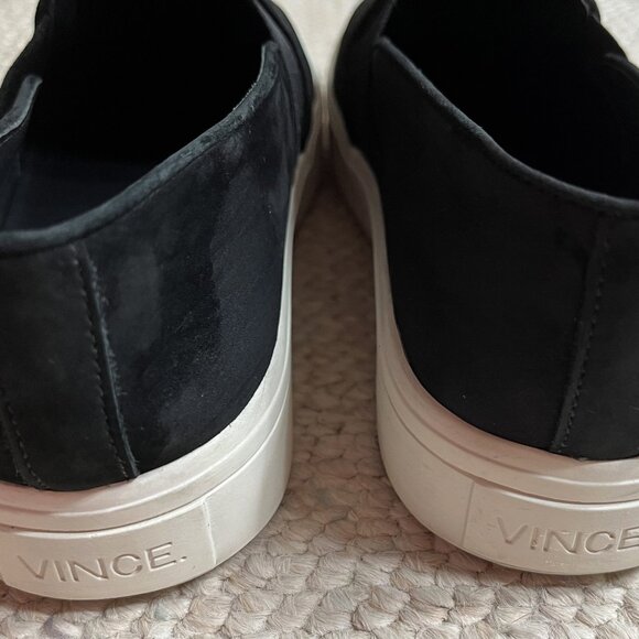 Designer Vince Warren Women's Size 6 Black Suede Platform Slip On Sneakers Shoes - Picture 2 of 12